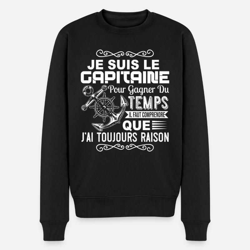 Capitaine Du Bateau Idée Cadeau Marin Humour - Pull Premium bio Homme - noir