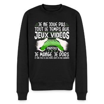 Gamer Idée Cadeau Jeux Vidéo Humour Ado Geek - Pull Premium bio Homme - noir - Devant - Nico (187cm)