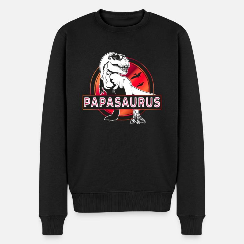 Papasaurus - Papa T Rex Dinosaure Cadeau - Pull Premium bio Homme - noir