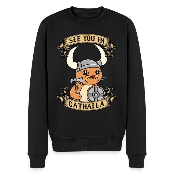 Viking Cat Chat Valhalla Norse Mythology Cadeau - Pull Premium bio Homme - noir - Devant - Nico (187cm)