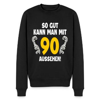 90. Geburtstag - Männer Premium Bio Pullover - Schwarz - Vorne - Nico (187cm)