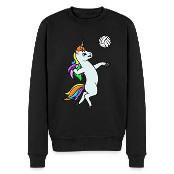 Volleyball Lustiges Einhorn Volleyballerin - Männer Premium Bio Pullover - Schwarz - Vorne - Nico (187cm)