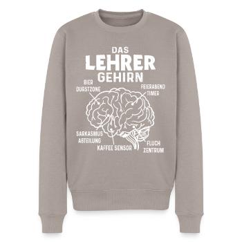 Lehrer Gehirn Pädagoge Lustiger Klassenlehrer - Männer Premium Bio Pullover - Taupe - Vorne - Nico (187cm)