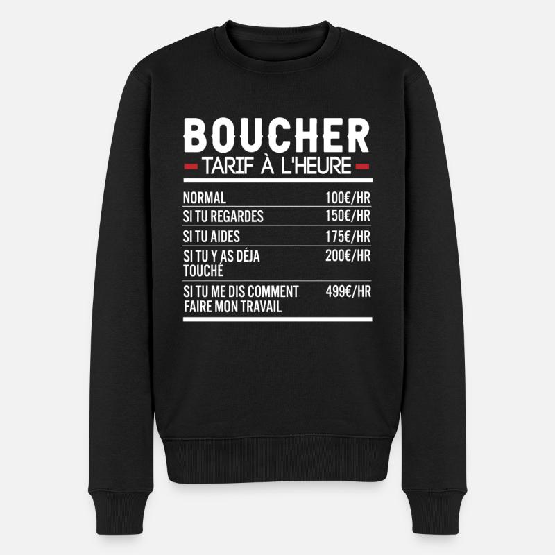 Boucher Idée Cadeau Humour Boucherie - Pull Premium bio Homme - noir