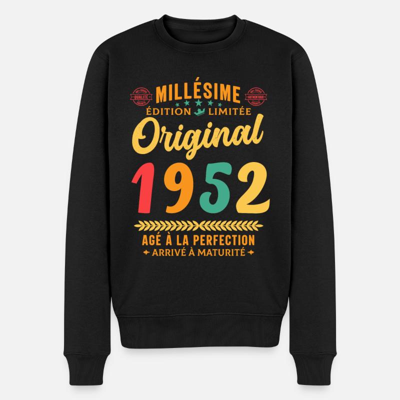70 ans Millésime 1952 Original Cadeau - Pull Premium bio Homme - noir