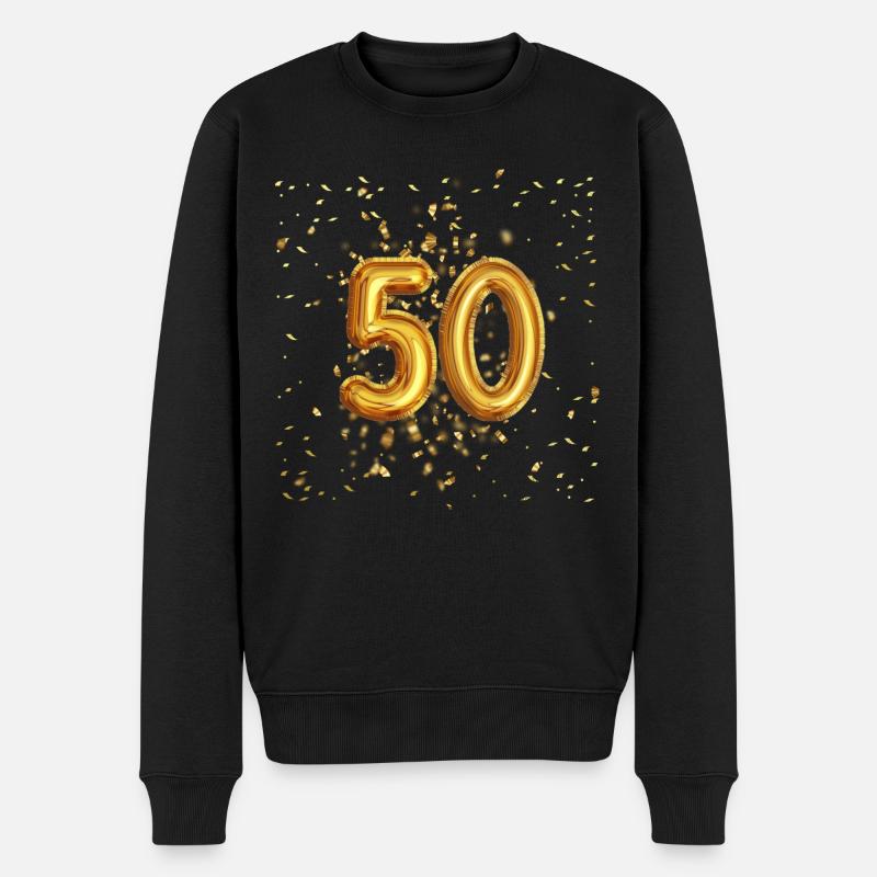 50 Jähriges Luftballon Design - Männer Premium Bio Pullover - Schwarz