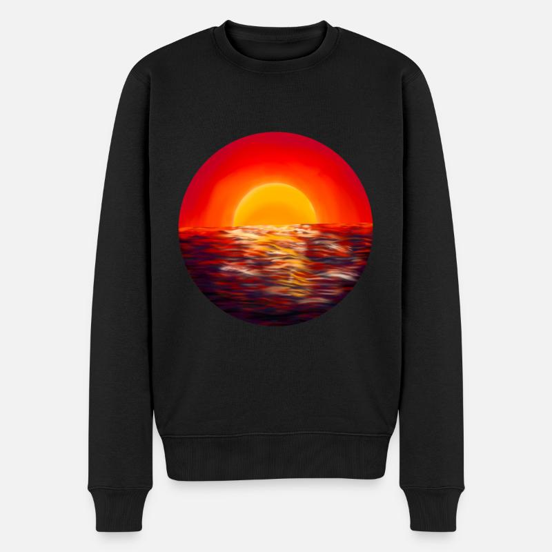 Sonnenuntergang Meer - Männer Premium Bio Pullover - Schwarz