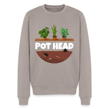 Pot head Pflanzen Gärtner - Männer Premium Bio Pullover - Taupe - Vorne - Nico (187cm)