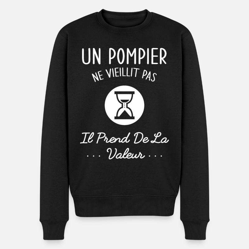 Un Pompier Ne Vieillit Pas Humour Idée Cadeau - Pull Premium bio Homme - noir