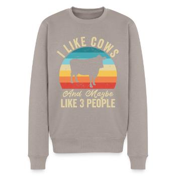 J'aime Les Vaches Humour Fermier Cadeau - Pull Premium bio Homme - taupe - Devant - Nico (187cm)
