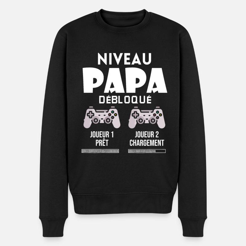 Futur Papa Gamer Cadeau Annonce Grossesse Père - Pull Premium bio Homme - noir