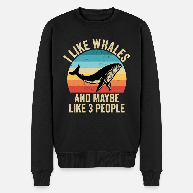 J'aime Les Baleines Cadeau Drole Océan - Pull Premium bio Homme - noir