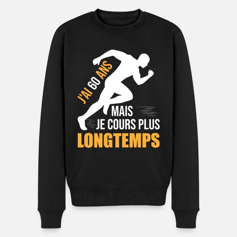Running Cadeau Anniversaire 60 Ans Humour Coureur - Pull Premium bio Homme - noir