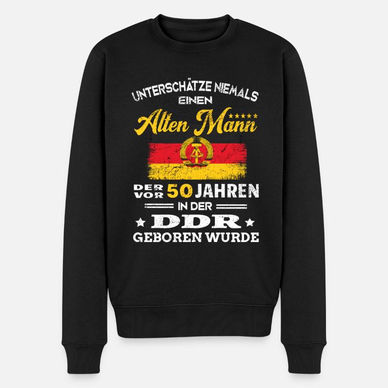 Geburtstag 50 Jahre DDR Geboren Alten Mann - Männer Premium Bio Pullover - Schwarz