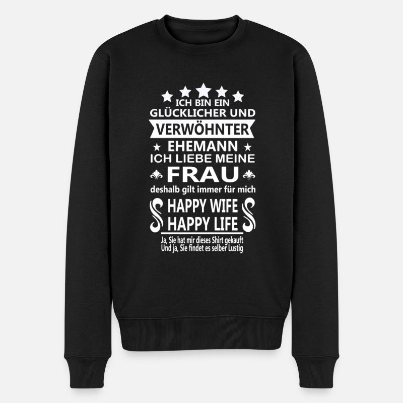 Verwöhnter Ehemann Glücklicher Wunderbarer Mann - Männer Premium Bio Pullover - Schwarz