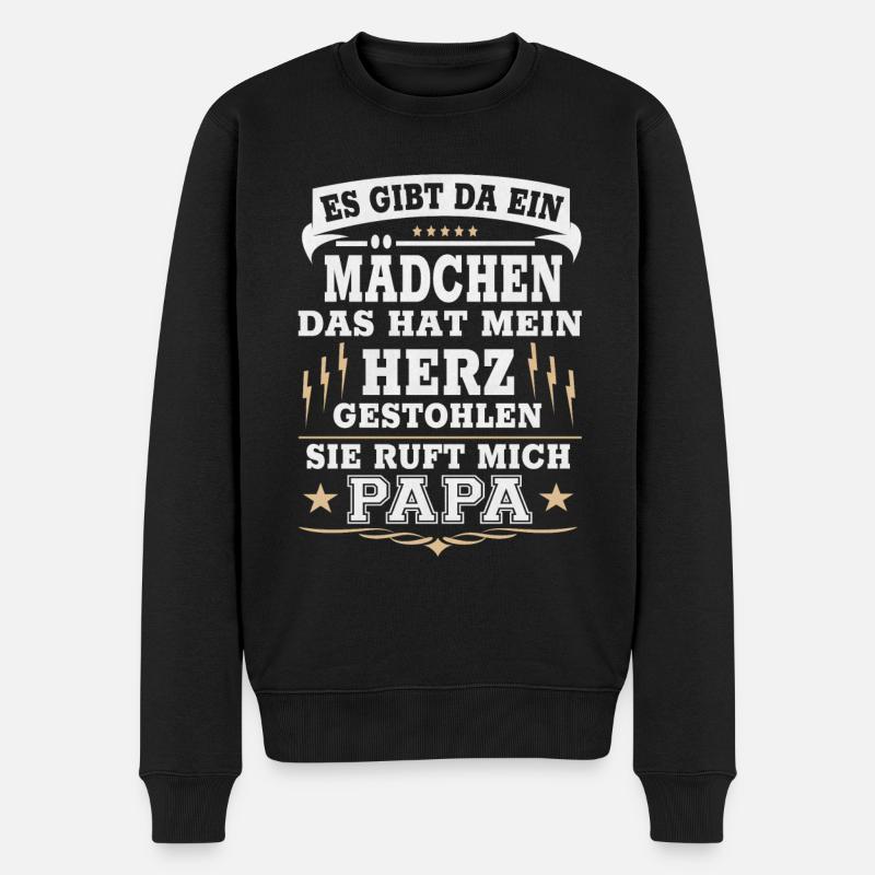 Stolzer Papa Tochter Da Gibt Es Ein Mädchen Herz - Männer Premium Bio Pullover - Schwarz