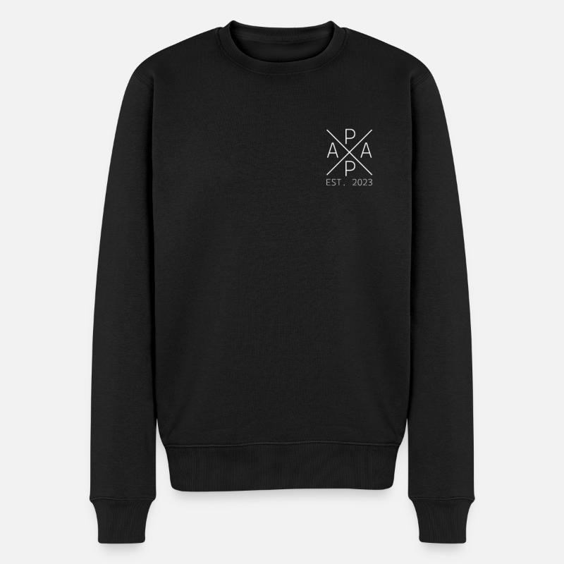 Werdender Papa est. 2023 Stolzer Papa 2023 - Männer Premium Bio Pullover - Schwarz