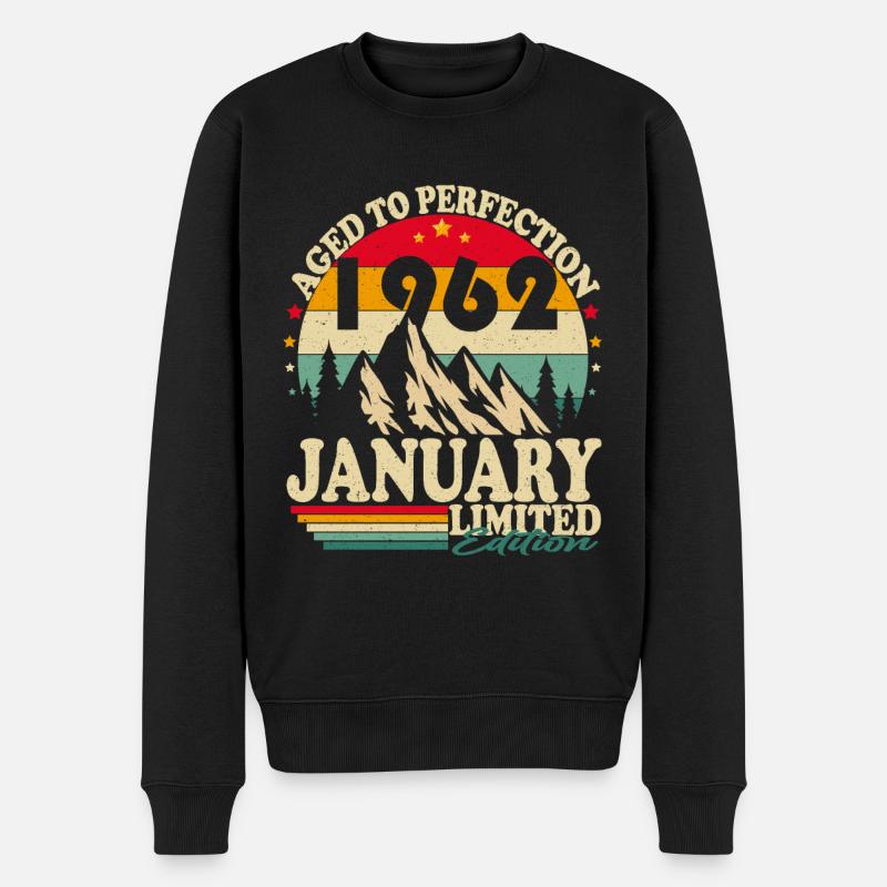 Januar 1962 Jahrgang geboren Geburtstag Retro - Männer Premium Bio Pullover - Schwarz