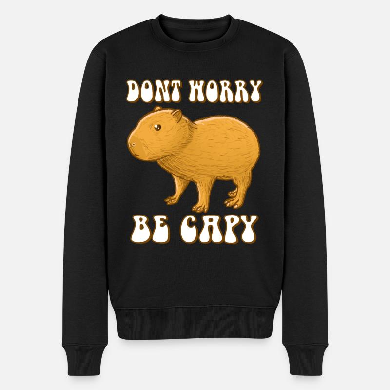 Capybara baby don't Worry be Capy - Männer Premium Bio Pullover - Schwarz