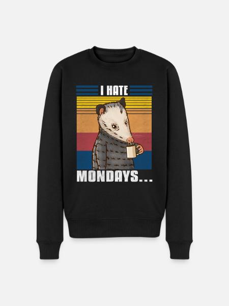 I Hate Mondays Opossum - Männer Premium Bio Pullover - Schwarz