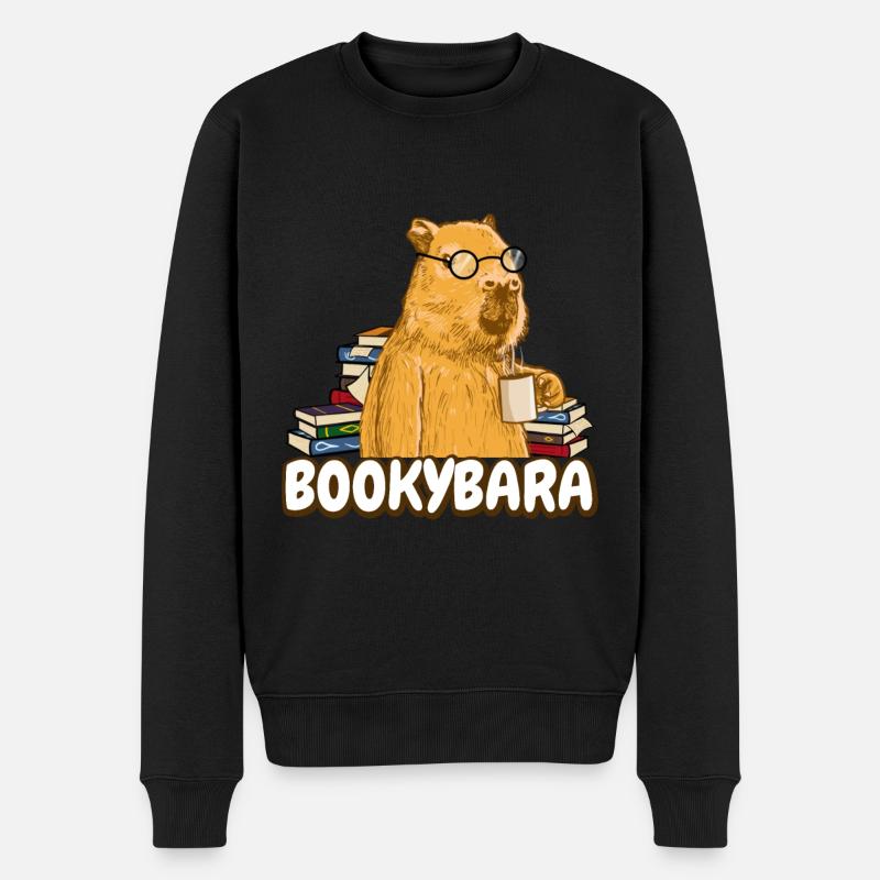 Capybara Bücher Lesen - Männer Premium Bio Pullover - Schwarz