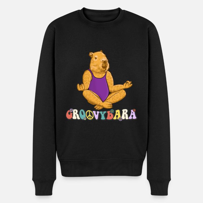 Groovybara Capybara - Männer Premium Bio Pullover - Schwarz