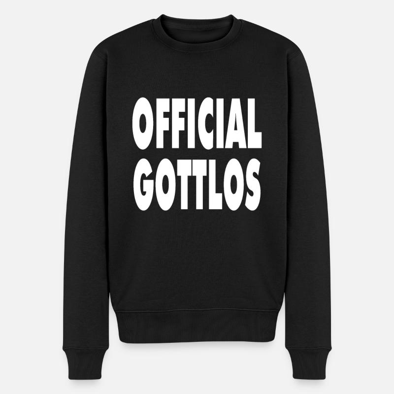 Offiziell Gottlos lustiger Spruch Geschenk - Männer Premium Bio Pullover - Schwarz