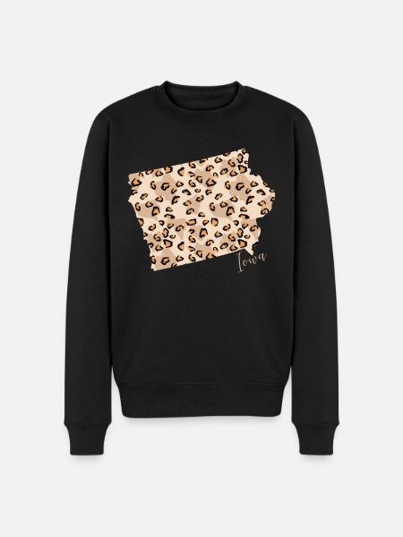 Leopard mønster kort Leo staten Iowa - Økologisk premium-sweatshirt til mænd - sort