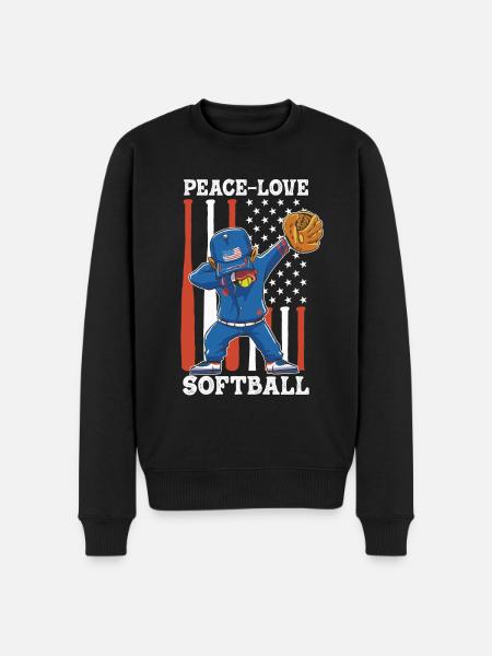 Mädchen Frieden Liebe Softball - Männer Premium Bio Pullover - Schwarz