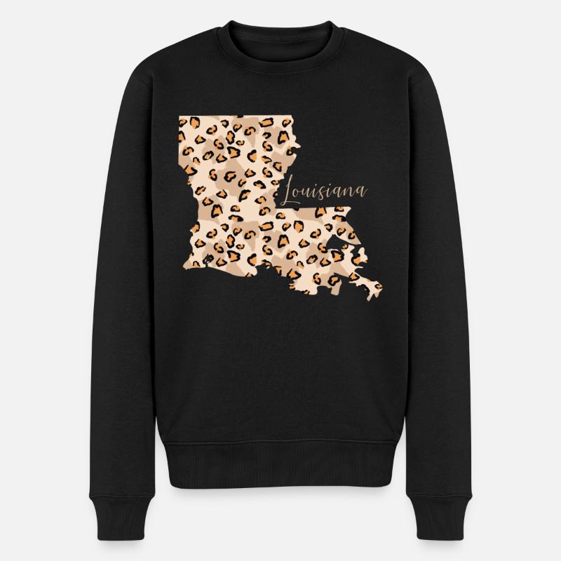 Louisiana Leopard-muster-karte - Männer Premium Bio Pullover - Schwarz
