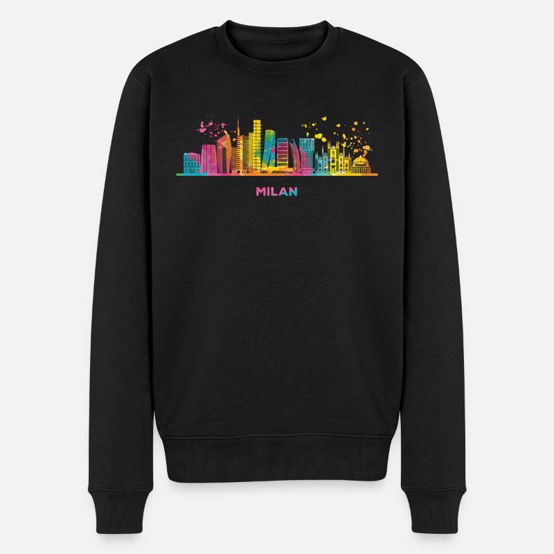 Mailänder Skyline Stadtbild Mailand - Männer Premium Bio Pullover - Schwarz