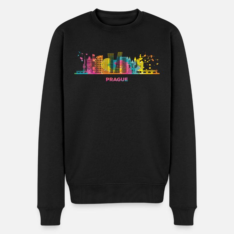 Paysage urbain de Prague - Pull Premium bio Homme - noir