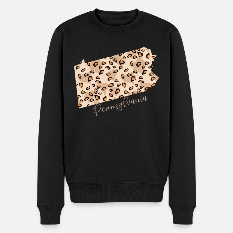 Pennsylvania Leopard-muster Karte - Männer Premium Bio Pullover - Schwarz