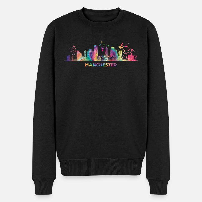 Manchester Skyline Manchester - Pull Premium bio Homme - noir