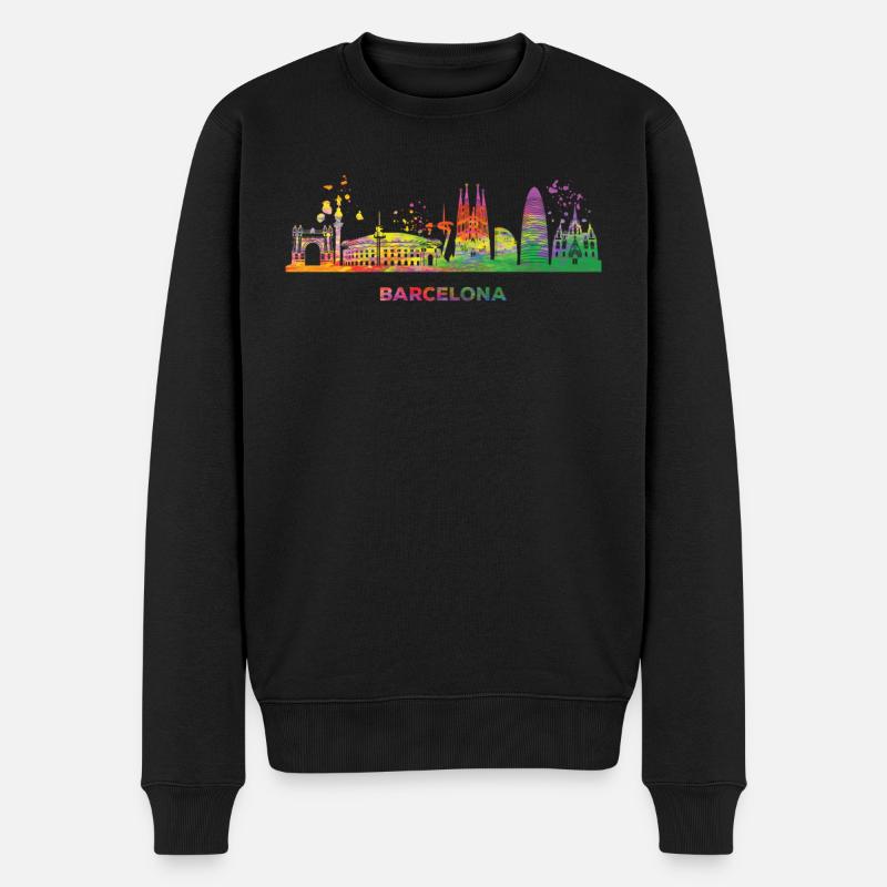Barcelonische Skyline Barcelona - Männer Premium Bio Pullover - Schwarz