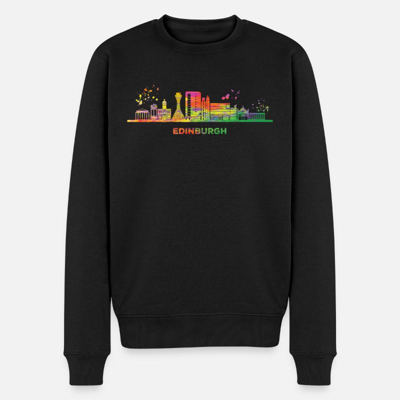 Paysage urbain d’Édimbourg - Pull Premium bio Homme - noir