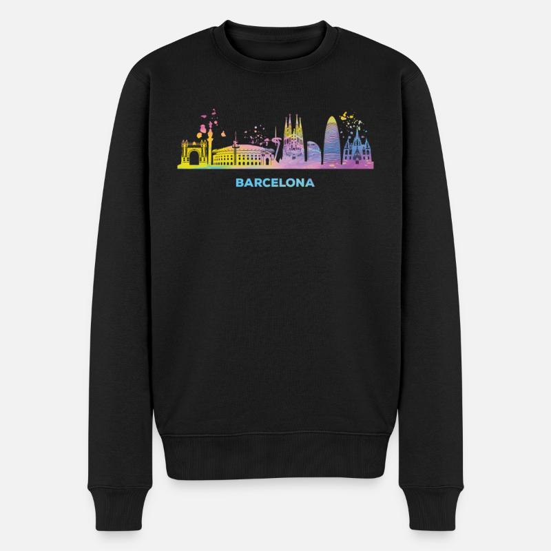 Barcelonische Skyline Barcelone - Pull Premium bio Homme - noir