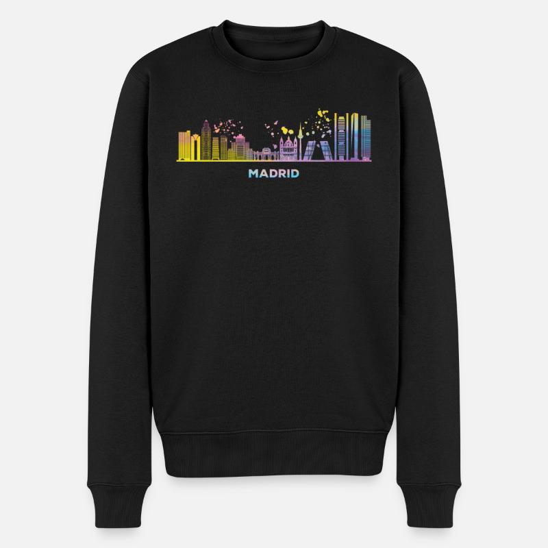 Madrid Skyline Madrid - Männer Premium Bio Pullover - Schwarz