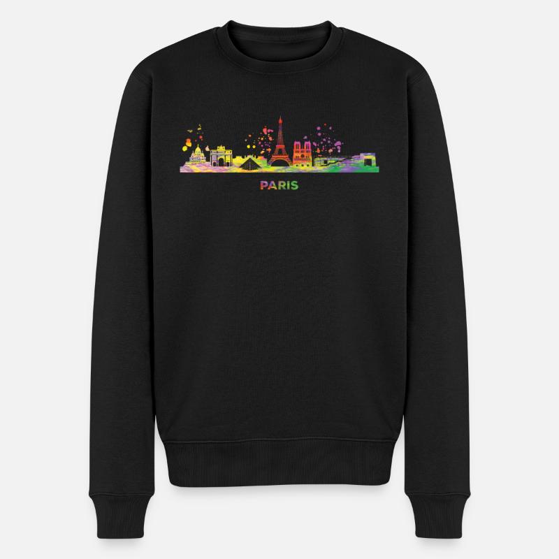 Pariser Skyline Paris - Männer Premium Bio Pullover - Schwarz