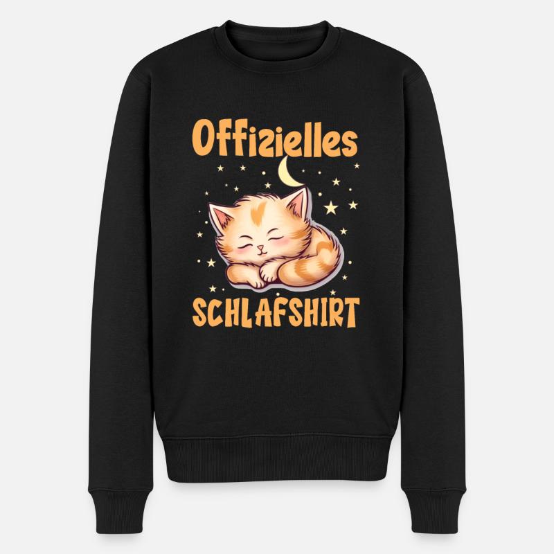 Offizielles Schlafshirt Schlafende Katze - Männer Premium Bio Pullover - Schwarz