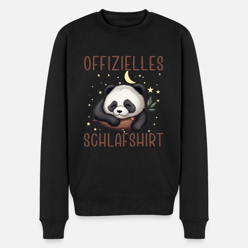 Offizielles Schlafshirt Panda im Baum - Männer Premium Bio Pullover - Schwarz