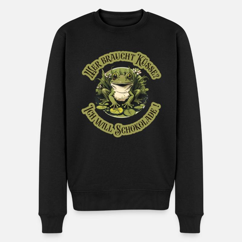 Wer braucht küsse, ich will Schokolade - Männer Premium Bio Pullover - Schwarz