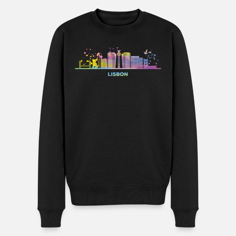 Lisbonne Skyline Lisbonne - Pull Premium bio Homme - noir