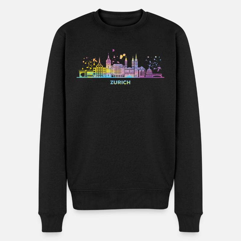 Zuricher Skyline Zurich - Männer Premium Bio Pullover - Schwarz