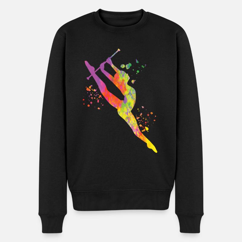 Gymnaste avec bâton gymnastique rythmique - Pull Premium bio Homme - noir
