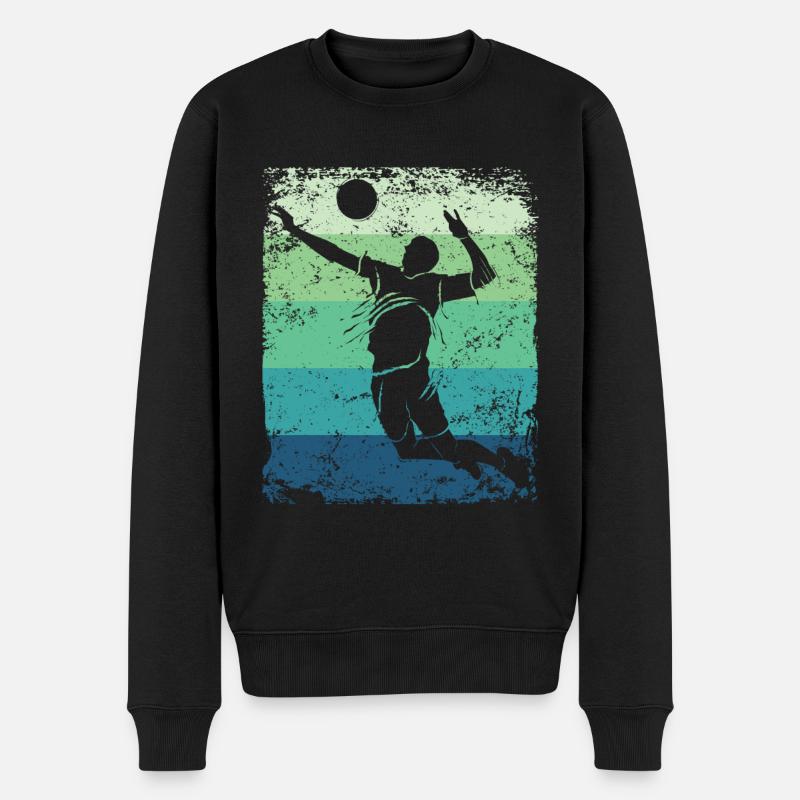 Volleyball Spieler Retro Beach Volleyball - Männer Premium Bio Pullover - Schwarz