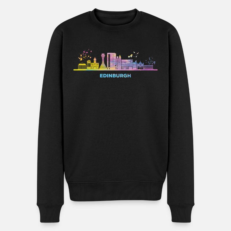 Paysage urbain d’Édimbourg - Pull Premium bio Homme - noir