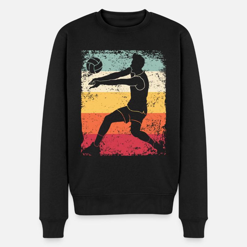 Volleyball Spieler Retro Beach Volleyball - Männer Premium Bio Pullover - Schwarz
