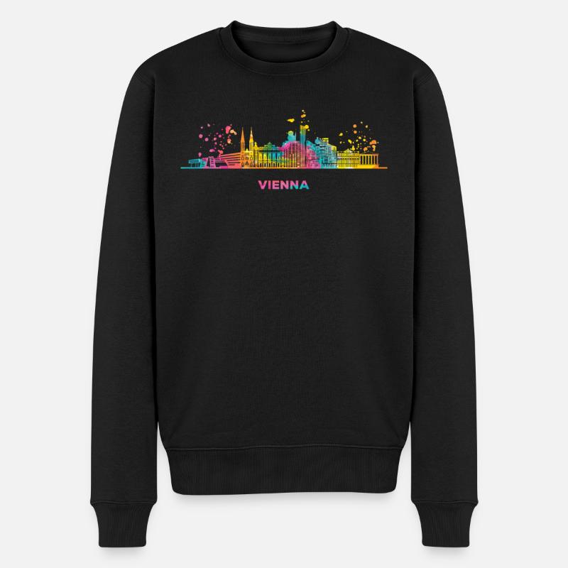 Vienesse Skyline Wien - Männer Premium Bio Pullover - Schwarz