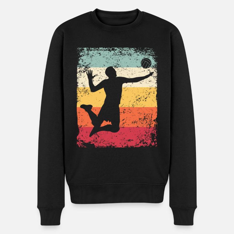 Volleyball Spieler Retro Beach Volleyball - Männer Premium Bio Pullover - Schwarz